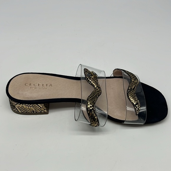 CECELIA - Danica Gold And Black Crystal Eyed Snake Slip On Sandals Size 7 - Picture 13 of 14